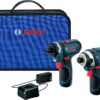 BOSCH CLPK27-120 12V Max 2-Tool Combo Kit with Two-Speed Pocket Driver, Impact Driver and (2) 2.0 Ah Batteries,Blue